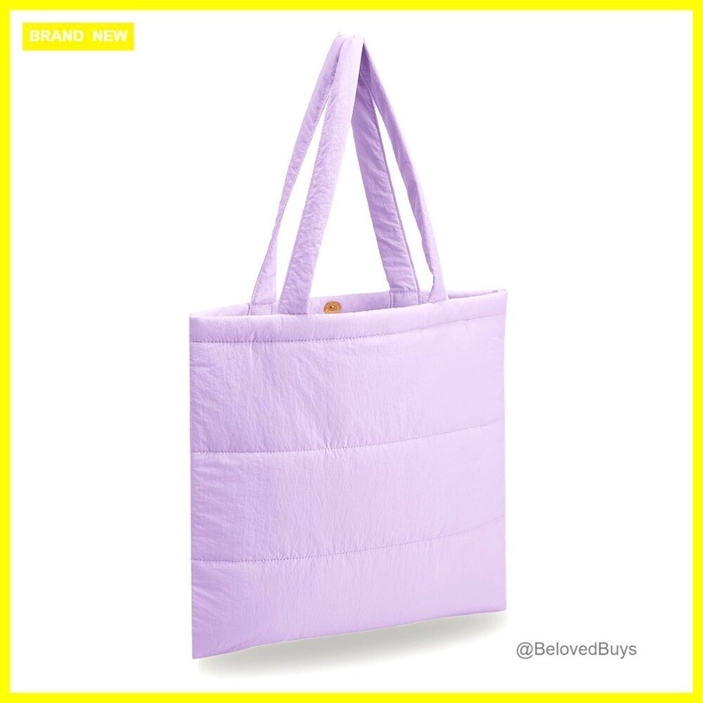 Lightweight Quilted Puffer Tote Bag with Zipper Pocket for Travel Work